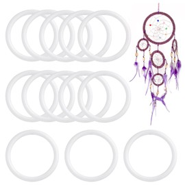 Healifty 30pcs Plastic Rings Hoops Macrame Rings Plastic Dreamcatcher Rings Hoops for DIY Craft Dream Catcher Making 6cm (White)
