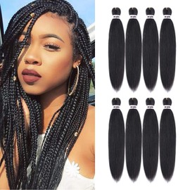 Pre Stretched Braiding Hair 22 Inch 8 Packs Professional Soft Yaki braiding Hair For Braids Hot Water Setting Synthetic Crochet Hair Extensions (22 Inch (Pack of 8), T1B)
