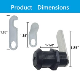 Cerraduras de leva negras de 1-1/8 pulgadas para cajones de computadora de gabinete, caja de RV, remolque, cajón de archivo completo, buzón de correo, caja de repuesto, aleación de zinc (2 piezas)