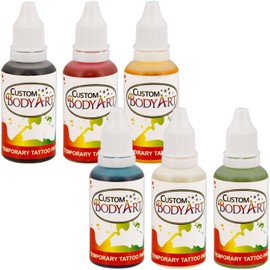 Custom Body Art -6 Color Kit Temporary Tattoo 1 Ounce Airbrush Paint Body Ink Set