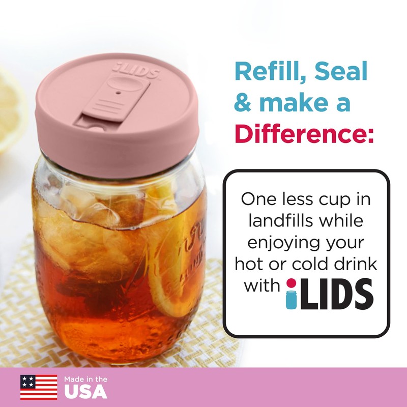 iLIDS Mason Jar Drink Lid, Regular Mouth, USA Made, Pale