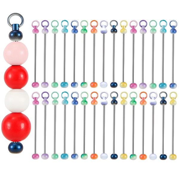 MYTOAU 30pcs Beadable Keychain Bars Beadable Blanks DIY Bead Bar