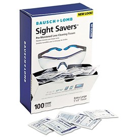 Bausch & Lomb Sight SaversLens Cleaning Wipes, Pre-Moistened Tissues, Anti-Fog, Anti-Static, Anti-Streaking, Cleans Glass and Plastic, 100 Count (Pack of 1)