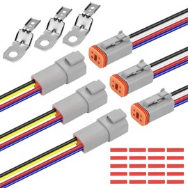 Deutsch DT 4 Pin Waterproof Connector, 14 AWG Cable Automotive Electrical Connector Male Female Plug Wiring Harness for Car, Truck, Boats, LED Work Light (4 Pin)