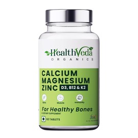 Generic Organics Calcium, Magnesium, Zinc with Vitamin D3 & B12, 1000mg, Support Strong Bones, Joints & Muscles | for Both Men & Women - 60 Veg Tablets