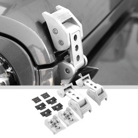 JWWY for Jeep Wrangler Hood Latches Clamp Aluminum Stainless Steel Hood Catch Fastene with Lock Kit Compatible with Jeep Wrangler JK/JKU 2007-2017,JL/JLU 2018-2025+&Gladiator JT 2020-2025+4xe White A