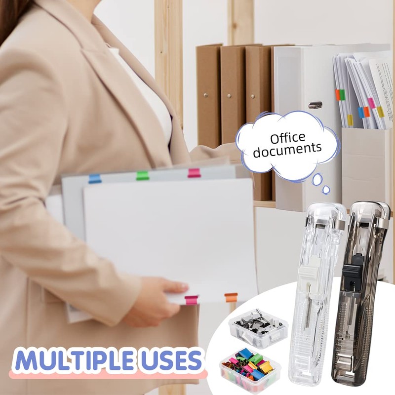 Binder Clips, NOCHME 2 Push Clamp Stapler Holder and 200
