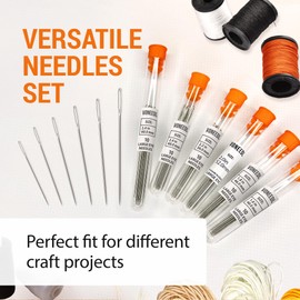 VONEEDL 60 PCS Large Eye Sharp Needles - Easy to Thread Big Eye Sewing Needles, Embroidery Needles (6 Sizes)