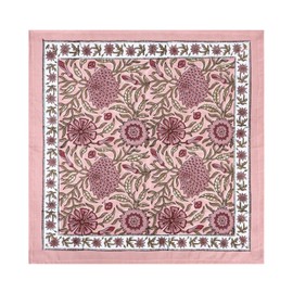 Handblock Print Cotton Napkins Set of 4, Pink Red Washable and Durable Everyday Use Cloth Napkins for Picnic Party Dining Kitchen Home Decor Christmas Gifting 20 X 20 Inches