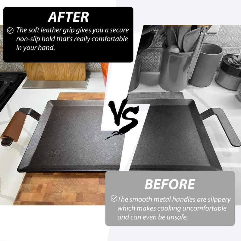 2PCS Leather Handle Covers Compatible with Made in Cookware, Custom