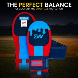 ERRAV Sliding Mitt Youth, Baseball Softball Sliding Gloves for Youth Adult, Neoprene Baseball Sliding mitt, Hand Wrist Protective Baseball Hand Guard Elastic Compression Strap (Blue&Red) (Blue&Red)