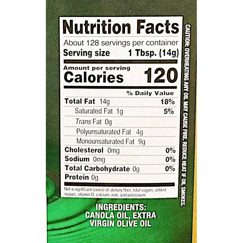 Canola & Olive Oil Blend, 64 oz, 1.89 L 油菜橄欖混合油