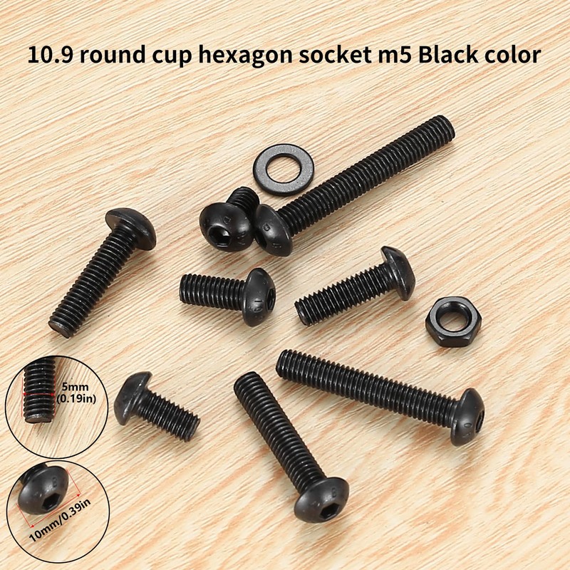 271 Piece M5 Screws Set, Allen Screws Nuts Set, Black