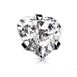 Paula & Fritz® Dermal Anchor Heart Zirconia 316L Surgical Steel Various Sizes and Thread Thicknesses Skin Anchor Skin Diver Implant Ball, Stainless Steel, Cubic Zirconia