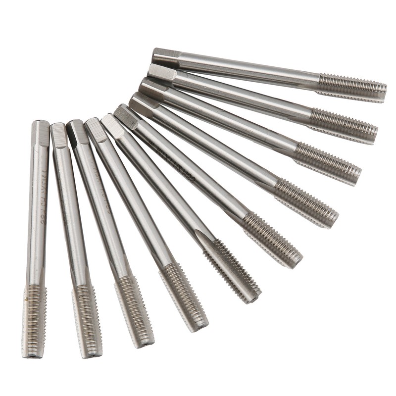 10pcs Thread Tap Set Straight Flute HighSpeed Steel Machine Tap