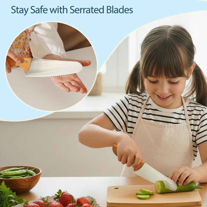 Kibbidea Kids Safe Knives for Real Cooking, 11-Piece Kids Cutting