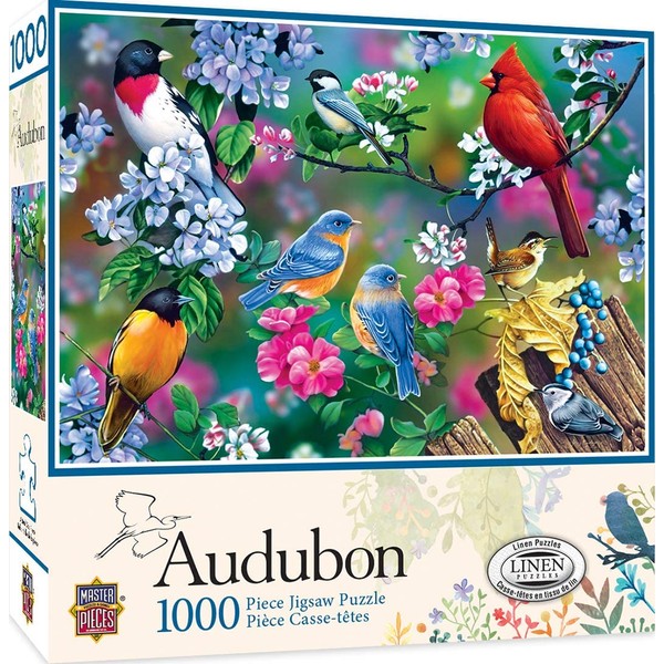 MasterPieces Audubon Linen Jigsaw Puzzle, Songbird Collage, 1000 Pieces