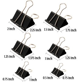 Binder Clips Paper Clamp for Paper-130 Pcs Clips Paper Binder Assorted Sizes (Black)