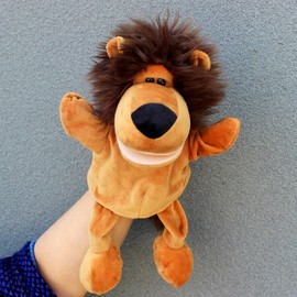 LOMTRATS Hand Puppets for Kids, Toddler, Includes Wolf, Tiger, Lion, Monkey with Legs, Perfect for Storytelling, Teaching, Preschool, Birthday Gifts (Moving Open Mouth)