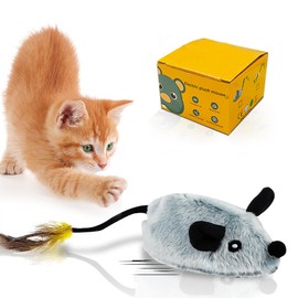 Byffoer Cat Toy Electric Play Mouse, Cat Toy Mice Interactive Cat Toy, Toy Mice with Feathers, Electric Cat Toy for Cat Run and Against Boredom