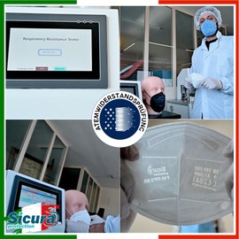 20 x FFP2 Masks, Black, CE Certified, Filter Class BFE ≥99% FFP2 Masks, Sanitised Individually Sealed Respirator Mask, CE, Made in Italy