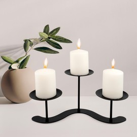 Iron Candelabra Candle Holder: Black Metal Candle Holder - Candle Holder Centerpiece Candelabra for Pillar Candles