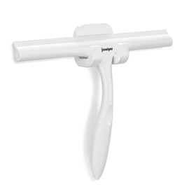 Anjinwiper All-Purpose Shower Squeegee for Shower Glass Door with Adhesive Hook, Bathroom Cleaner Tool Household Squeegee,10 inch, White