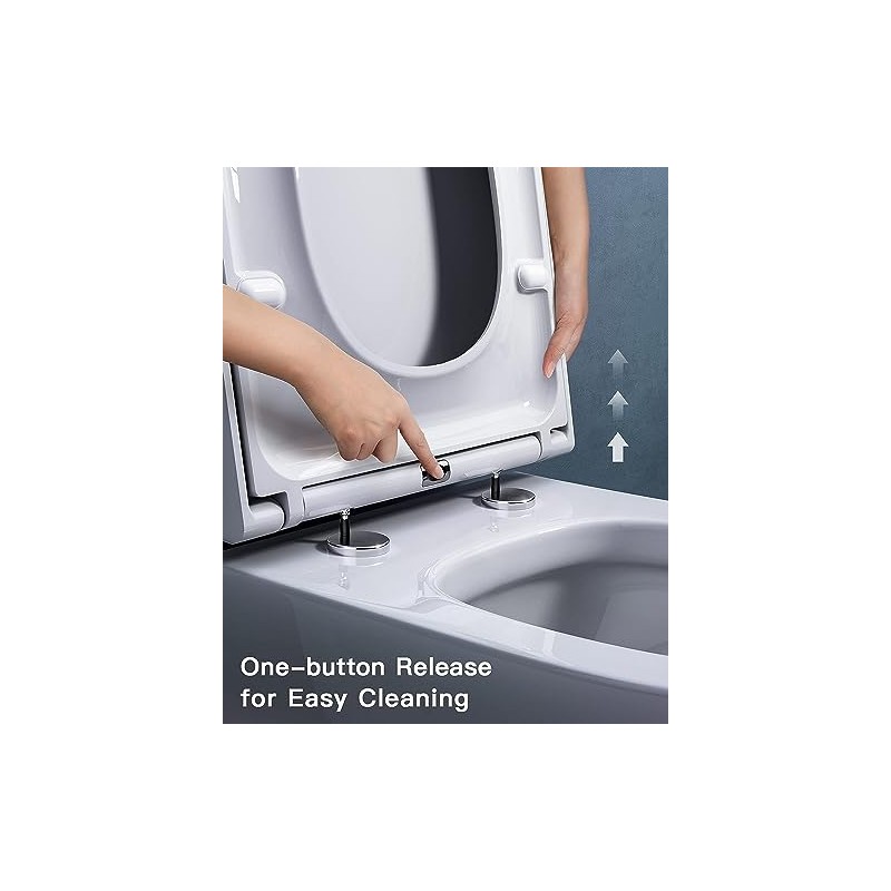 Soft Close Quick Release Toilet Seat Elongated- Heavy Duty Adjustable