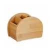 Relaxdays Bamboo Pen Holder 4 Compartments Natural Look Pen Box