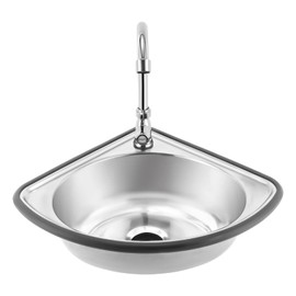 Wall Mount Bathroom Corner Sink,Kitchen Washbasin Single Sink with Faucet and Inlet Pipe,Stainless Steel Triangle Wash Basin Sink for Kitchen Bathroom Lavatory