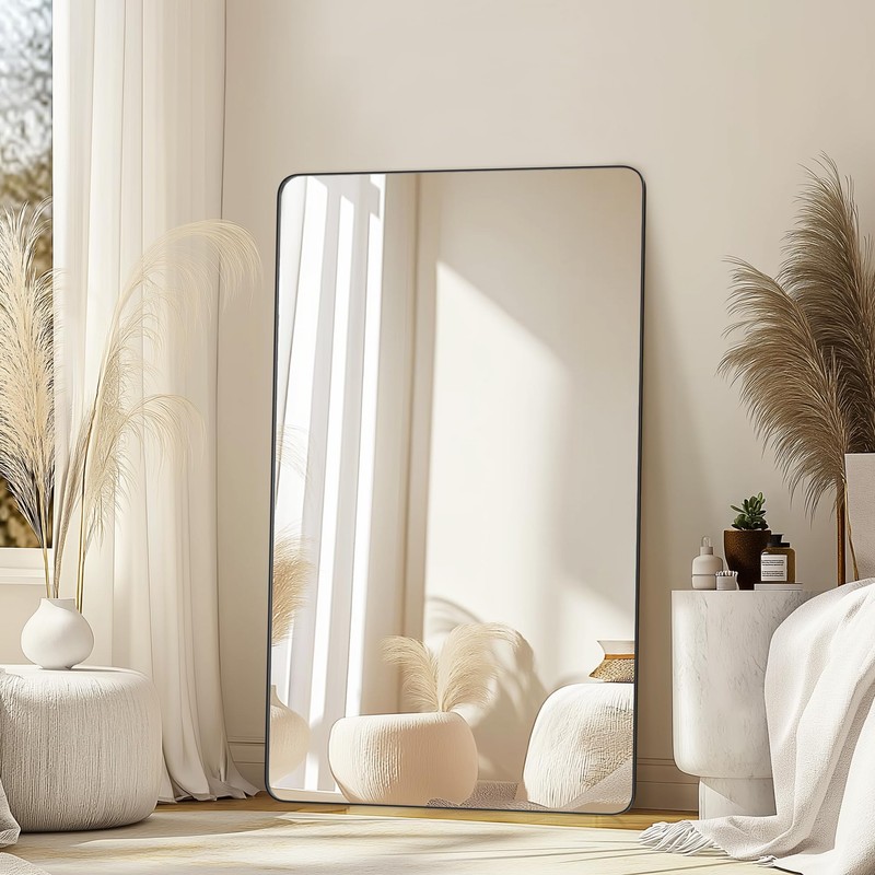 Delma Bathroom Vanity Mirror, Black Framed Bathroom Mirror for Over