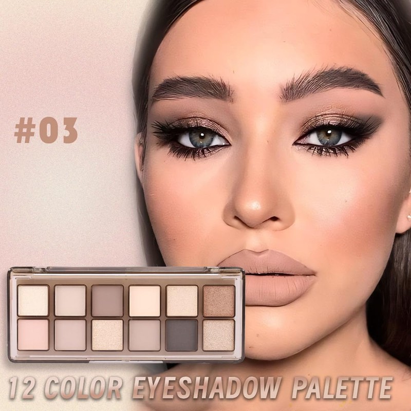 AMY'S DIARY 12-Color Nude Eyeshadow Palette for Versatile Day-to-Night Looks