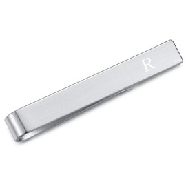 Honey Bear Mens Skinny Alphabet Letter Tie Clip Bar,4cm,Silver (R)