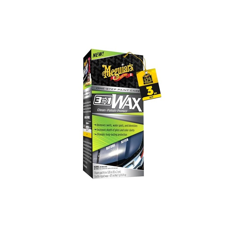 MEGUIAR'S G191016 kit de cera 3 en 1, 16 oz,