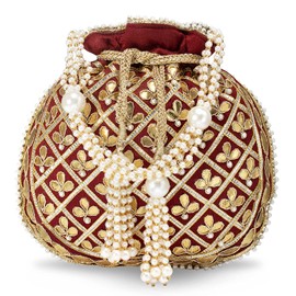 Aheli Indian Potli Bags for Women Evening Bag Clutch Ethnic Bride Purse with Drawstring Mothers Day Gifts for Mom