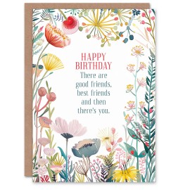 Artery8 Greeting Card Good Best Friends And Then You Floral Flowers Birthday