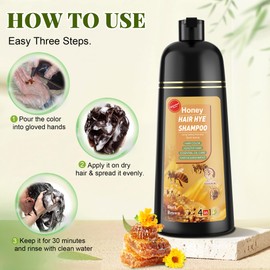 ZENITHGLO Dark Brown Hair Dye Shampoo 3 in 1 for Women & Men 100% Gray Hair Coverage - Herbal Ingredients Natural Plant Hair Color - Hair Dye in Minutes 17.6 Fl Oz