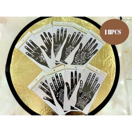 PADOUN 18 Sheets of Henna Stencils for Hands - Indian and Arabian Temporary Tattoo Templates for Hand and Body Art
