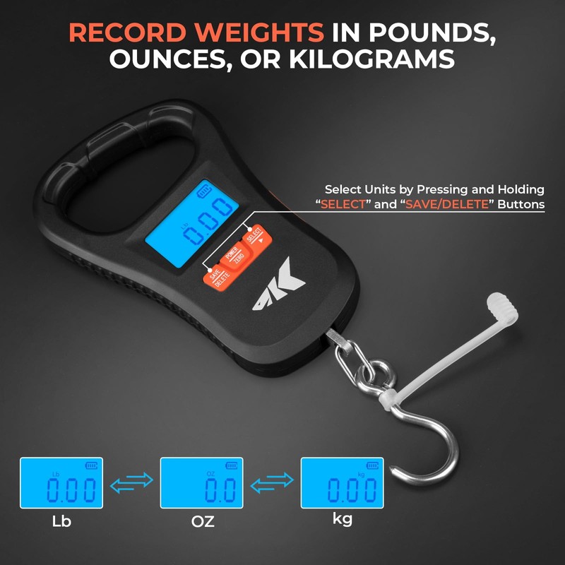 KastKing ToughTide Fishing Scale, USB Charging, 65lb Capacity, Ultra-Thin Digital