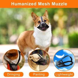 Fjquamitix Dog Muzzle, Soft Mesh Muzzles for Small Medium Large Dogs with Velcro Straps, Prevent Eating Biting Chewing Mouth Guard (XS)