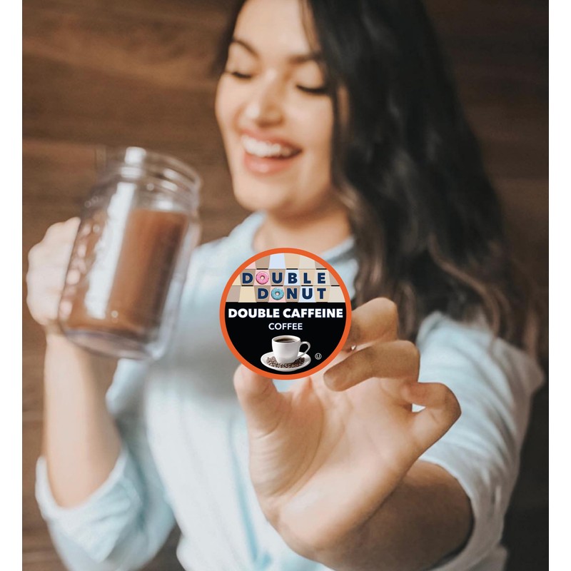 Double Donut High Caffeine Coffee Pods, Extra Strong Double Caffeine