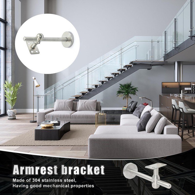 Handrail Holder Stainless Steel Adjustable Handrail Carrier, Pack of 2