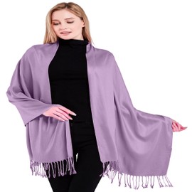 CJ Apparel Light Purple Lilac Mauve Magenta Solid Color Tassels Design Nepalese Shawl Seconds Scarf Wrap Stole Throw Head Wrap Pashmina Hand Made in Nepal NEW