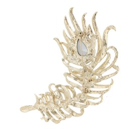 SP Sophia Collection Decorative Cubic Zirconia Rhinestone Pave Peacock Feather Fashion Dress Brooch in Gold