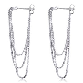 925 Sterling Silver Hanging Chain Earrings Dangle Drop Earrings for Women Handmade Dangling