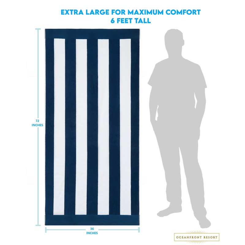 Oceanfront Resort Cabana Stripe Turquoise 2 Pack Beach Towel, Striped