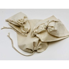 Cotton Muslin Bags, 100% Organic Cotton with Single Drawstring. Premium Quality Reusable Eco-Friendly Natural Muslin Bags. (10, 3x4 Inches)