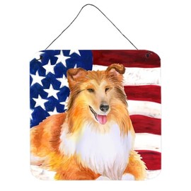 Caroline's Treasures Sheltie Patriotic Metal Print, 6h x 6w, Multicolor