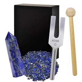 Juanxian 4096C Black Crystal Tuning Fork Set for Cleaning Chakra Meditation Ornament Kit W4315 -Lapis Lazuli