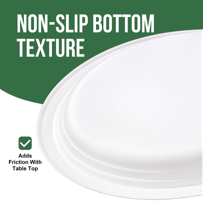 DaYammi 100% Compostable Oval Paper Plates 12 Inch, 125-Pack Heavy